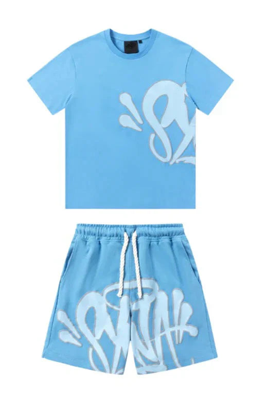 "Graffiti" Short Set Baby Blue