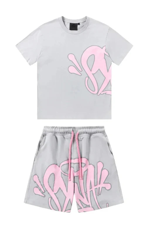 "Graffiti" Short set Gray Pink