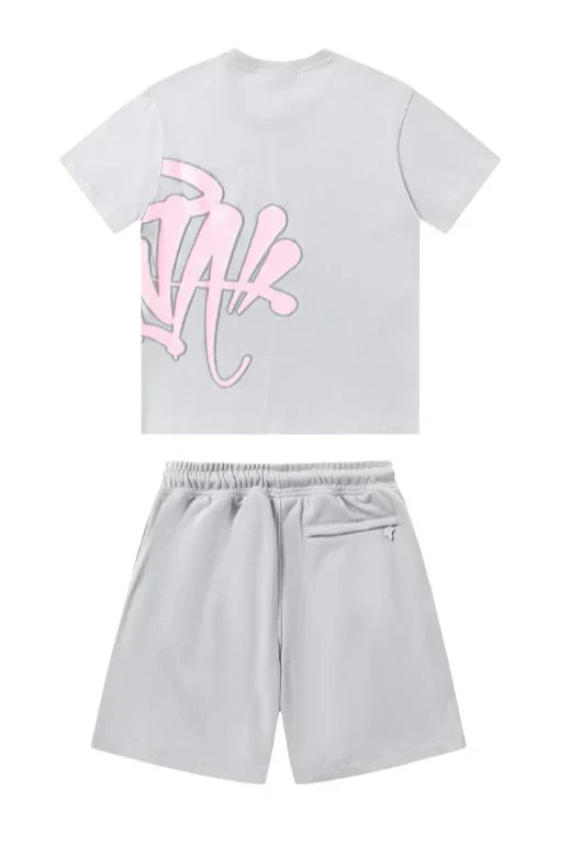 "Graffiti" Short set Gray Pink