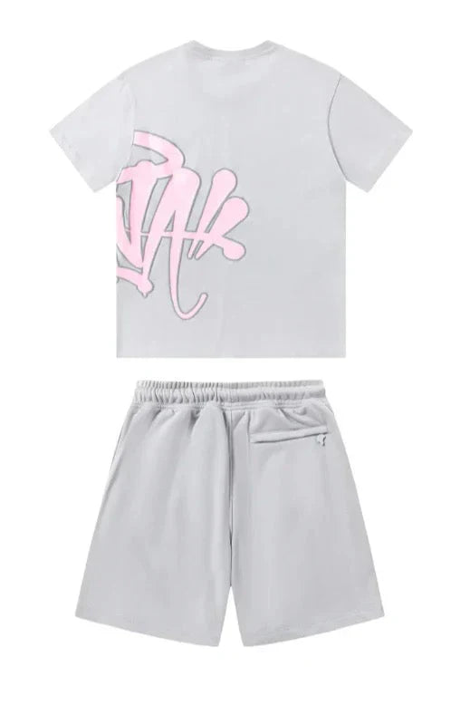 "Graffiti" Short Set Grey/Pink