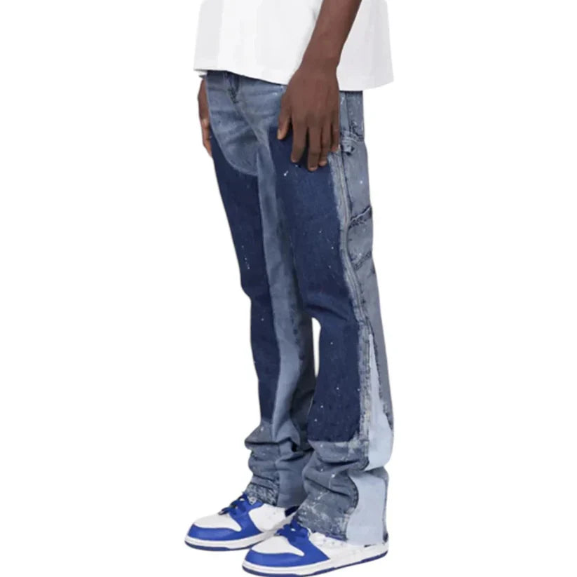 Blue Patch Flared Denim