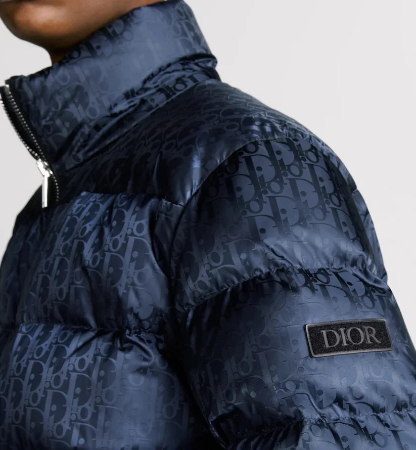 "D" Schuine Puffer Blauw